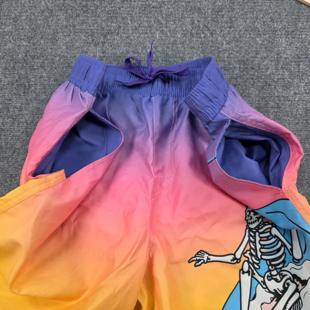 Men's XL Chemistry Skeleton Surfing Graphic Swim Trunks Gradient‎ Colors